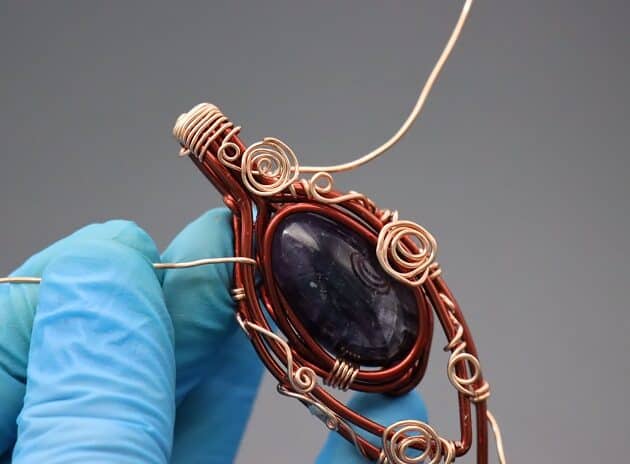 Wire-Wrapping Dazzling Black Oval Gemstone With Wire Roses Pendant Tutorial 115
