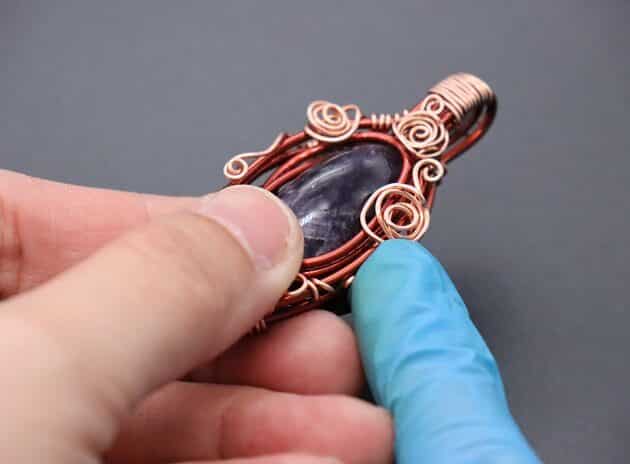 Wire-Wrapping Dazzling Black Oval Gemstone With Wire Roses Pendant Tutorial 143