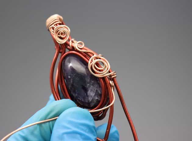 Wire-Wrapping Dazzling Black Oval Gemstone With Wire Roses Pendant Tutorial 89