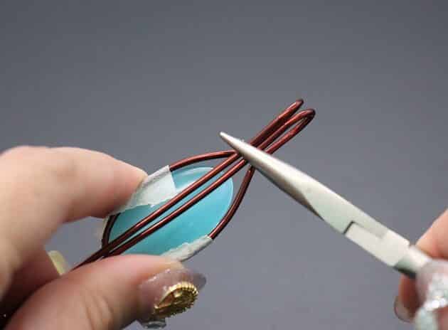 Wire-Wrapping Radiant Oval Turquoise Stone Pendant Tutorial 12