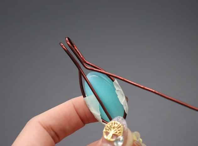 Wire-Wrapping Radiant Oval Turquoise Stone Pendant Tutorial 16