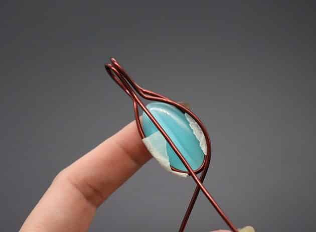 Wire-Wrapping Radiant Oval Turquoise Stone Pendant Tutorial 17