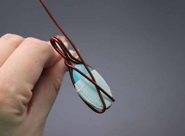 Wire-Wrapping Radiant Oval Turquoise Stone Pendant Tutorial 29