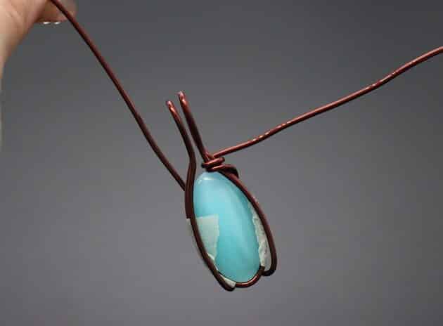 Wire-Wrapping Radiant Oval Turquoise Stone Pendant Tutorial 32