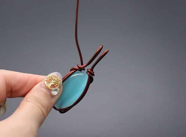 Wire-Wrapping Radiant Oval Turquoise Stone Pendant Tutorial 40