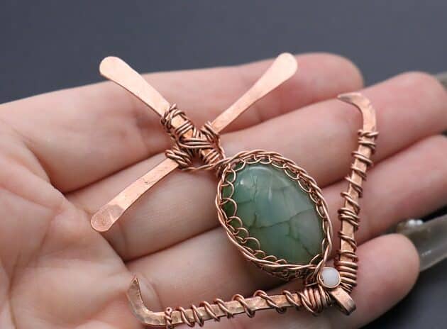 Wire-Wrapping Charming Anchor With Green Oval Gemstone Pendant Tutorial 150