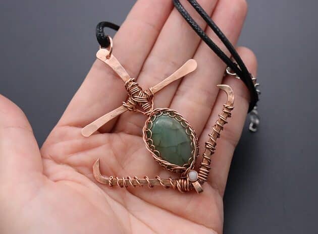 Wire-Wrapping Charming Anchor With Green Oval Gemstone Pendant Tutorial 168