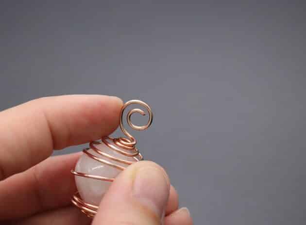 Wire Wrapping Dainty Spiral White Cube Stone Cage Pendant Tutorial 22