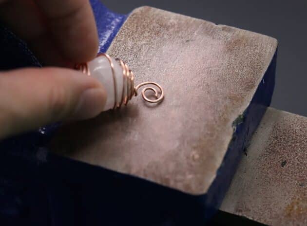 Wire Wrapping Dainty Spiral White Cube Stone Cage Pendant Tutorial 23