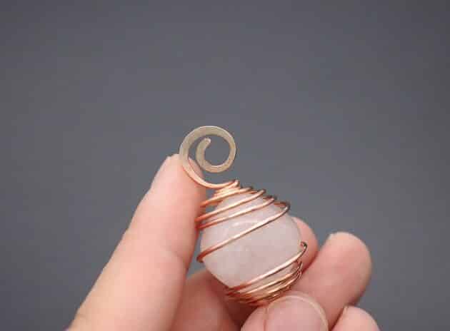 Wire Wrapping Dainty Spiral White Cube Stone Cage Pendant Tutorial 25