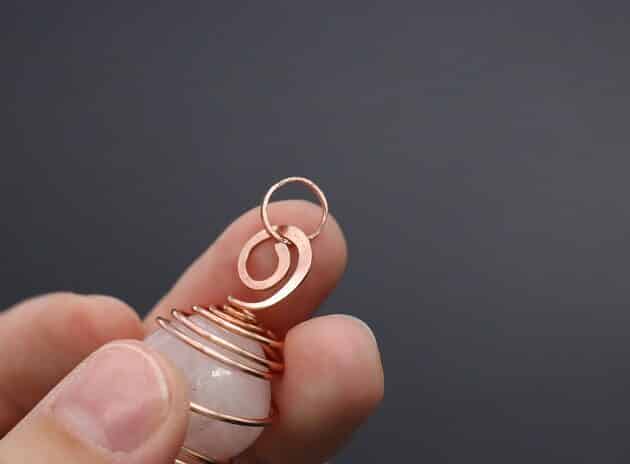 Wire Wrapping Dainty Spiral White Cube Stone Cage Pendant Tutorial 34