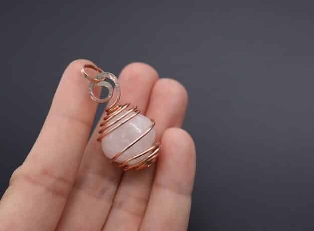 Wire Wrapping Dainty Spiral White Cube Stone Cage Pendant Tutorial 35