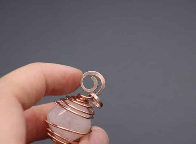 Wire Wrapping Dainty Spiral White Cube Stone Cage Pendant Tutorial 38