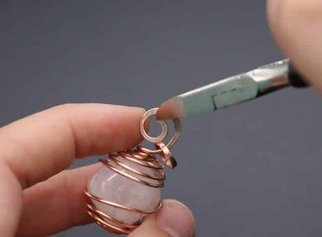 Wire Wrapping Dainty Spiral White Cube Stone Cage Pendant Tutorial 39