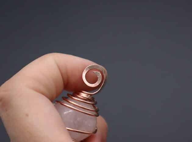 Wire Wrapping Dainty Spiral White Cube Stone Cage Pendant Tutorial 40