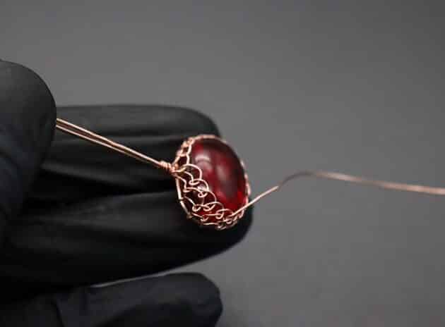 Wire Wrapping Vintage Oval Ruby Red Cabochon Cuff Bracelet Tutorial 21