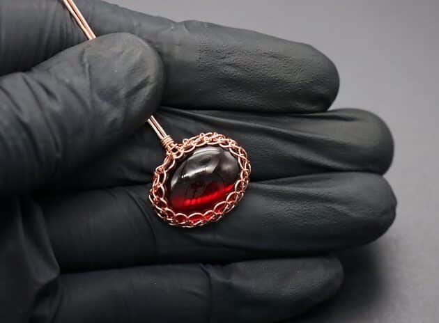 Wire Wrapping Vintage Oval Ruby Red Cabochon Cuff Bracelet Tutorial 26