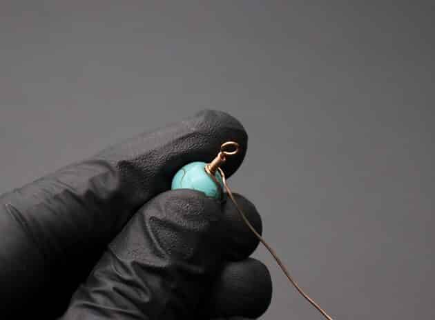 Wire-Wrapping Turquoise Bead Herringbone Weave Earrings Tutorial 22