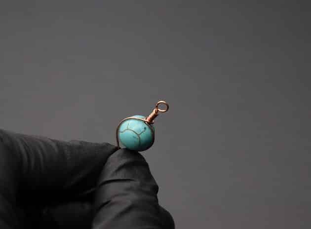 Wire-Wrapping Turquoise Bead Herringbone Weave Earrings Tutorial 23