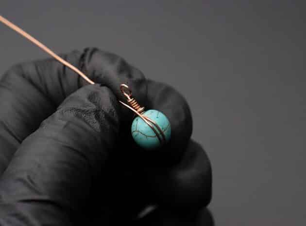 Wire-Wrapping Turquoise Bead Herringbone Weave Earrings Tutorial 25