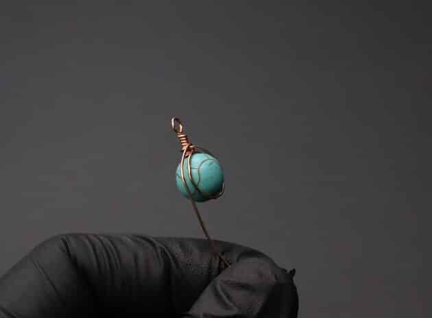 Wire-Wrapping Turquoise Bead Herringbone Weave Earrings Tutorial 30