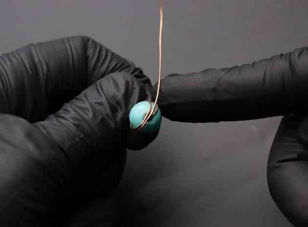 Wire-Wrapping Turquoise Bead Herringbone Weave Earrings Tutorial 31