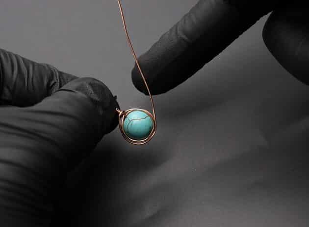 Wire-Wrapping Turquoise Bead Herringbone Weave Earrings Tutorial 32