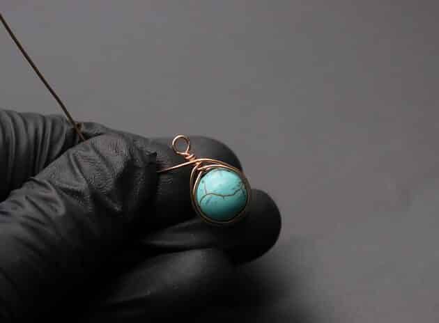 Wire-Wrapping Turquoise Bead Herringbone Weave Earrings Tutorial 33