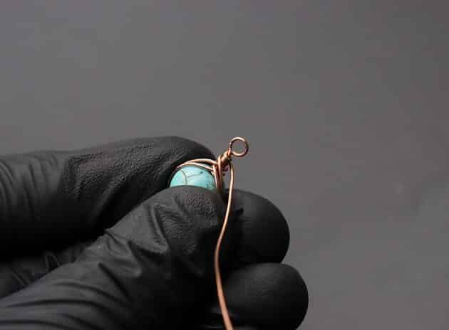 Wire-Wrapping Turquoise Bead Herringbone Weave Earrings Tutorial 36