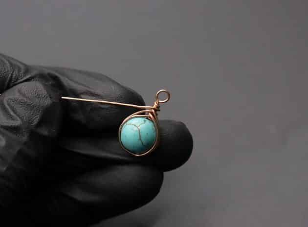 Wire-Wrapping Turquoise Bead Herringbone Weave Earrings Tutorial 37