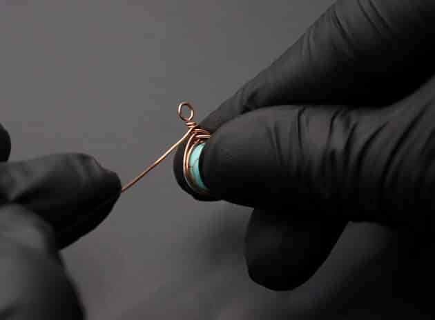 Wire-Wrapping Turquoise Bead Herringbone Weave Earrings Tutorial 38