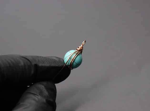 Wire-Wrapping Turquoise Bead Herringbone Weave Earrings Tutorial 39