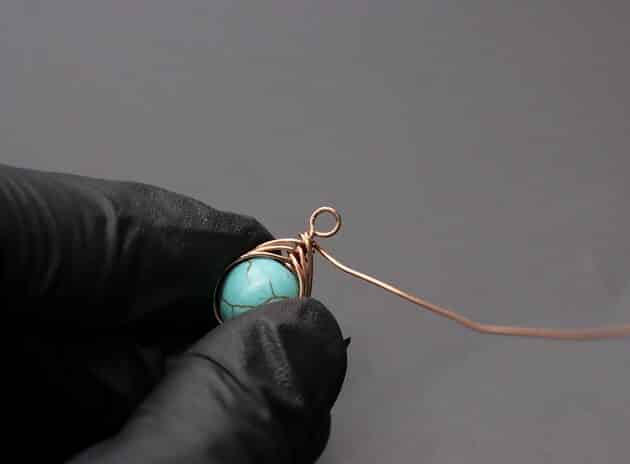 Wire-Wrapping Turquoise Bead Herringbone Weave Earrings Tutorial 43