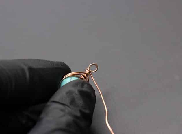 Wire-Wrapping Turquoise Bead Herringbone Weave Earrings Tutorial 45
