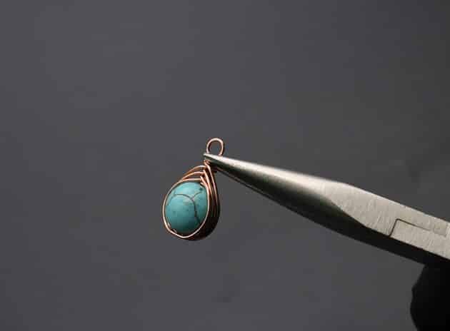 Wire-Wrapping Turquoise Bead Herringbone Weave Earrings Tutorial 49