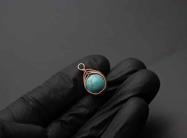 Wire-Wrapping Turquoise Bead Herringbone Weave Earrings Tutorial 50