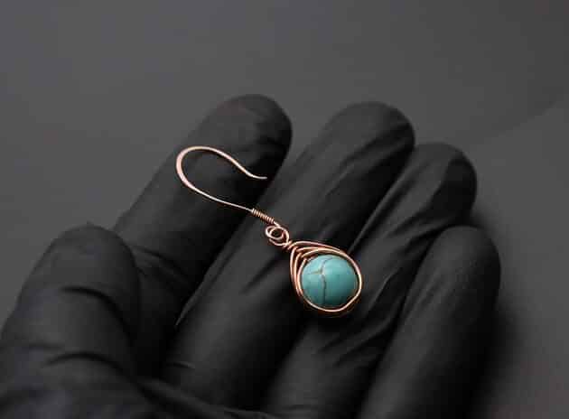 Wire-Wrapping Turquoise Bead Herringbone Weave Earrings Tutorial 58