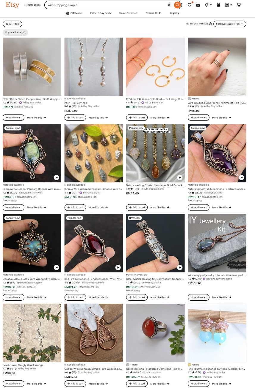 selling on etsy wire wrapping