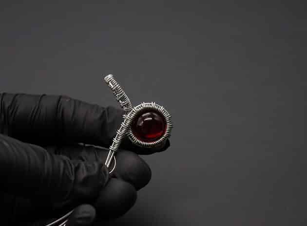 Wire-Wrapping Dainty Round Red Ruby Stone Pendant Tutorial 38