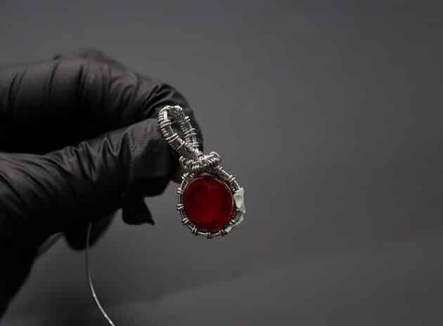 Wire-Wrapping Dainty Round Red Ruby Stone Pendant Tutorial 41