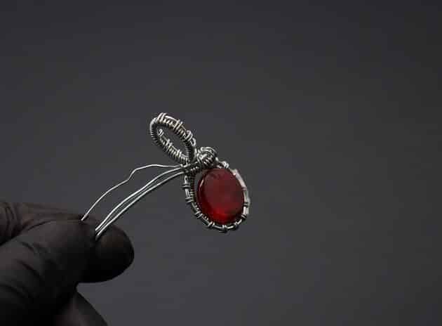 Wire-Wrapping Dainty Round Red Ruby Stone Pendant Tutorial 42