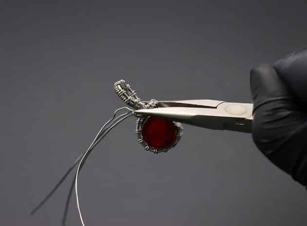 Wire-Wrapping Dainty Round Red Ruby Stone Pendant Tutorial 43
