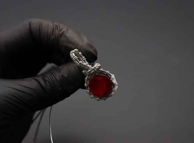 Wire-Wrapping Dainty Round Red Ruby Stone Pendant Tutorial 44