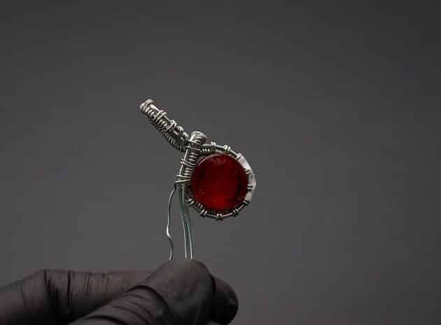Wire-Wrapping Dainty Round Red Ruby Stone Pendant Tutorial 45