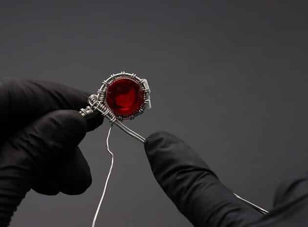 Wire-Wrapping Dainty Round Red Ruby Stone Pendant Tutorial 46