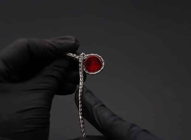 Wire-Wrapping Dainty Round Red Ruby Stone Pendant Tutorial 49