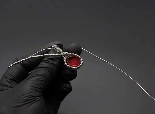 Wire-Wrapping Dainty Round Red Ruby Stone Pendant Tutorial 50