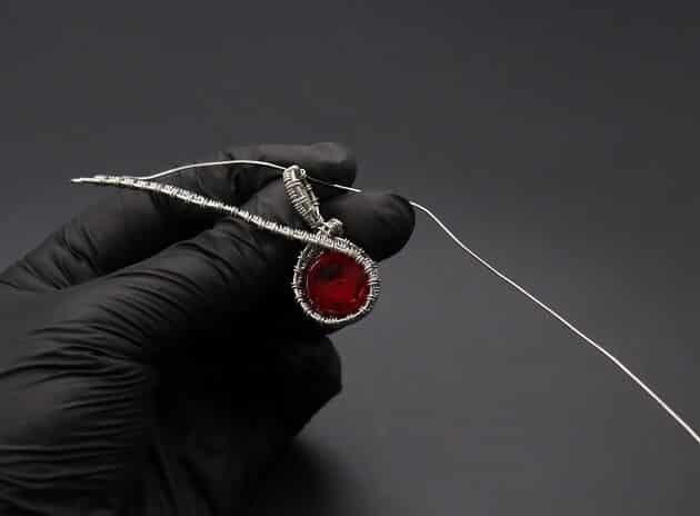 Wire-Wrapping Dainty Round Red Ruby Stone Pendant Tutorial 51