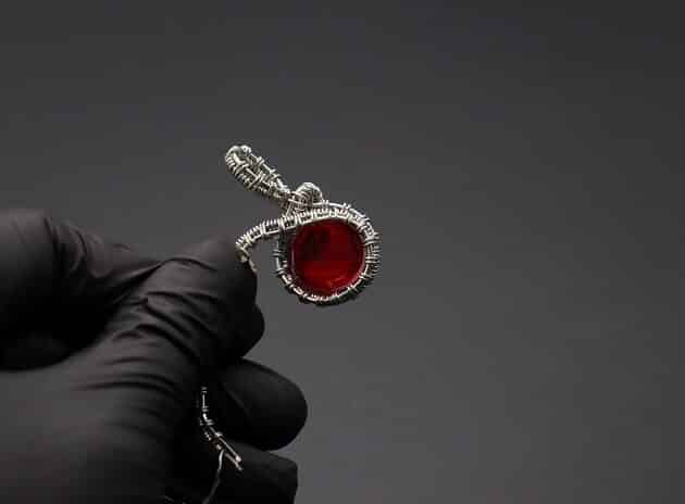 Wire-Wrapping Dainty Round Red Ruby Stone Pendant Tutorial 54