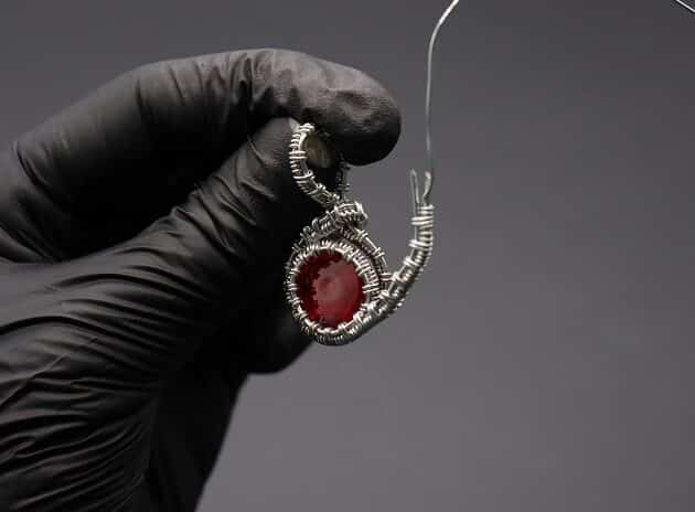 Wire-Wrapping Dainty Round Red Ruby Stone Pendant Tutorial 55